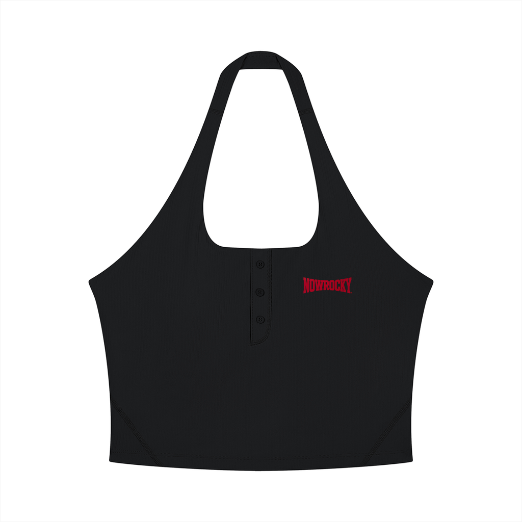 Tank Top Halter Crop – Nowrocky™ — krótki top typu halter, widok z przodu