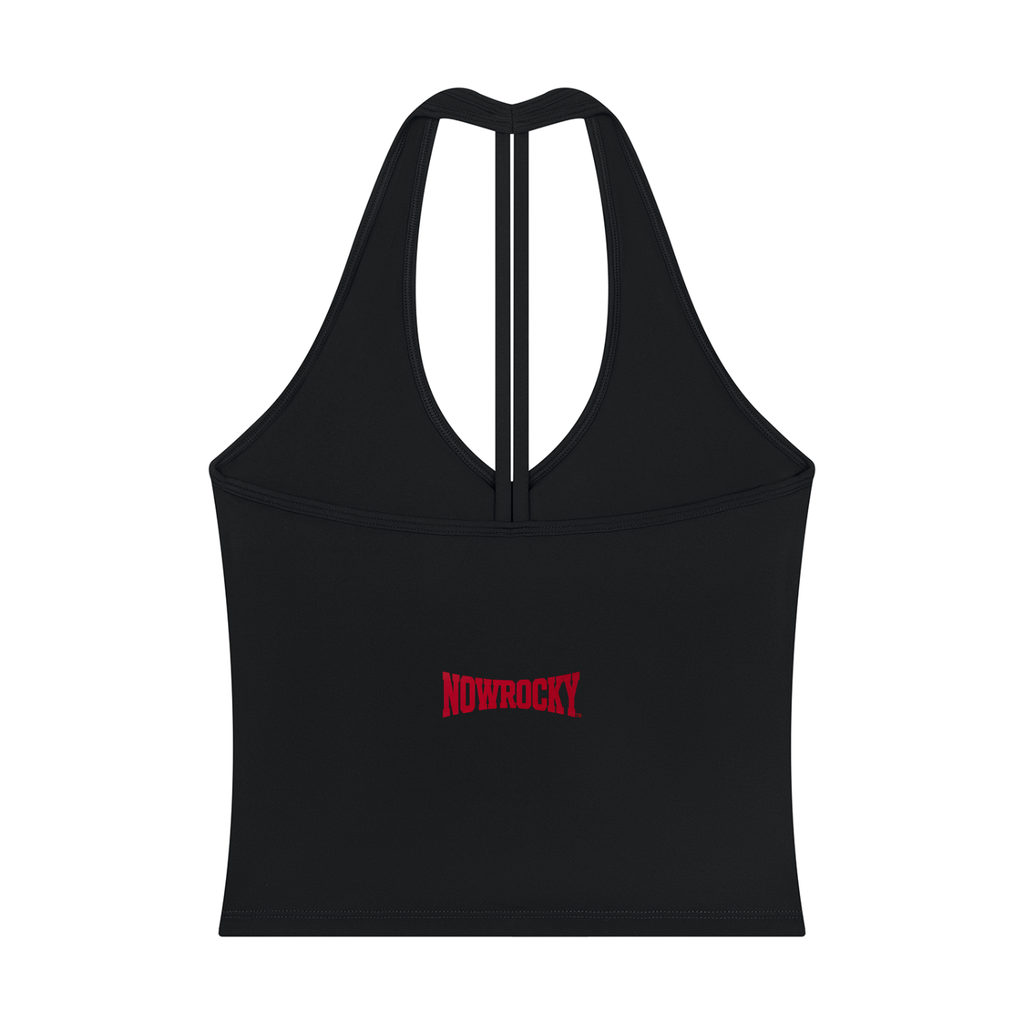 Tank Top Halter V-Neck Cropped – Nowrocky™ — krótki top od tyłu, wiązanie na karku