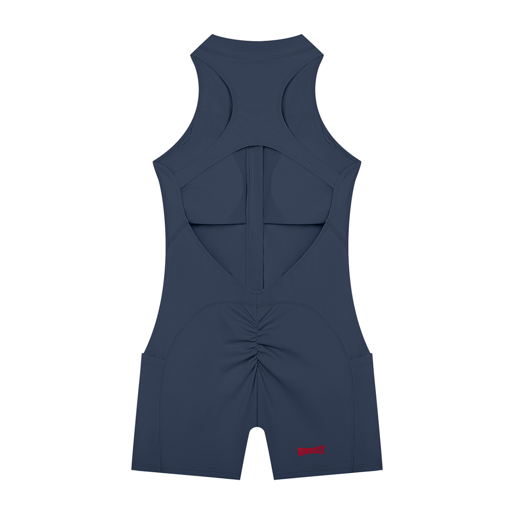 Romper Quarter-Zip z Wycięciami – Nowrocky™ — wykończenie nogawki szortów, szew