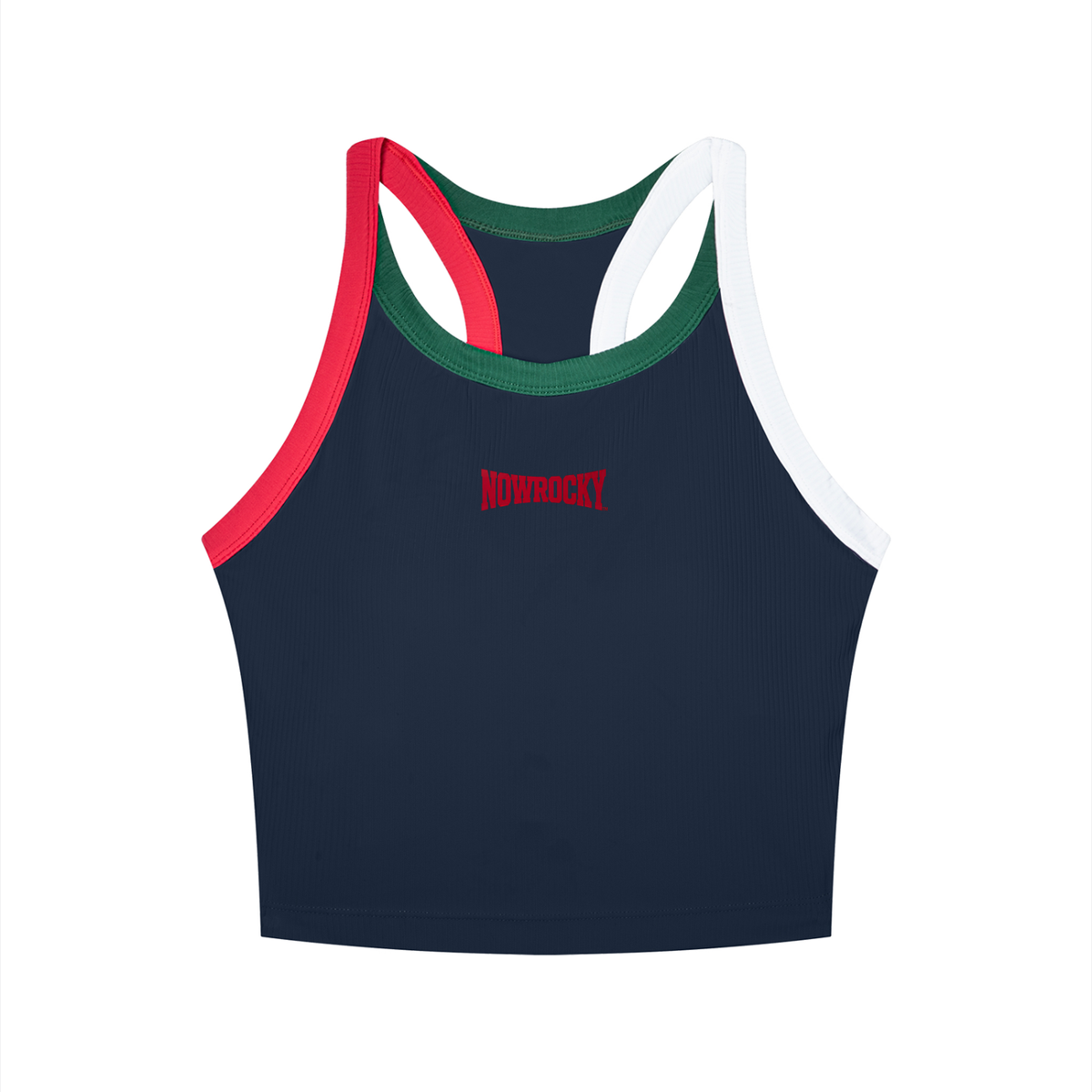 Tank Top Color Block Prążkowany – Nowrocky™ — linia łączenia dwóch kolorów, detal