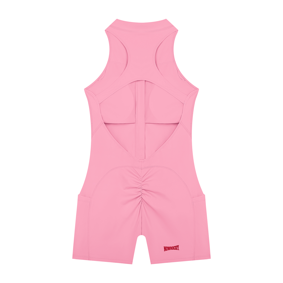 Romper Quarter-Zip z Wycięciami – Nowrocky™ — układ na płasko, pełny obrys kroju