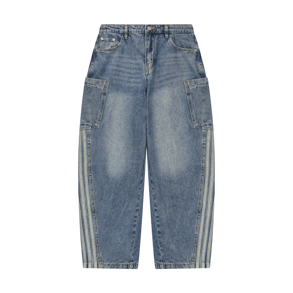 Jeansy Barrel Leg Vintage Wash – Nowrocky™ — jeansy na modelu, cała sylwetka
