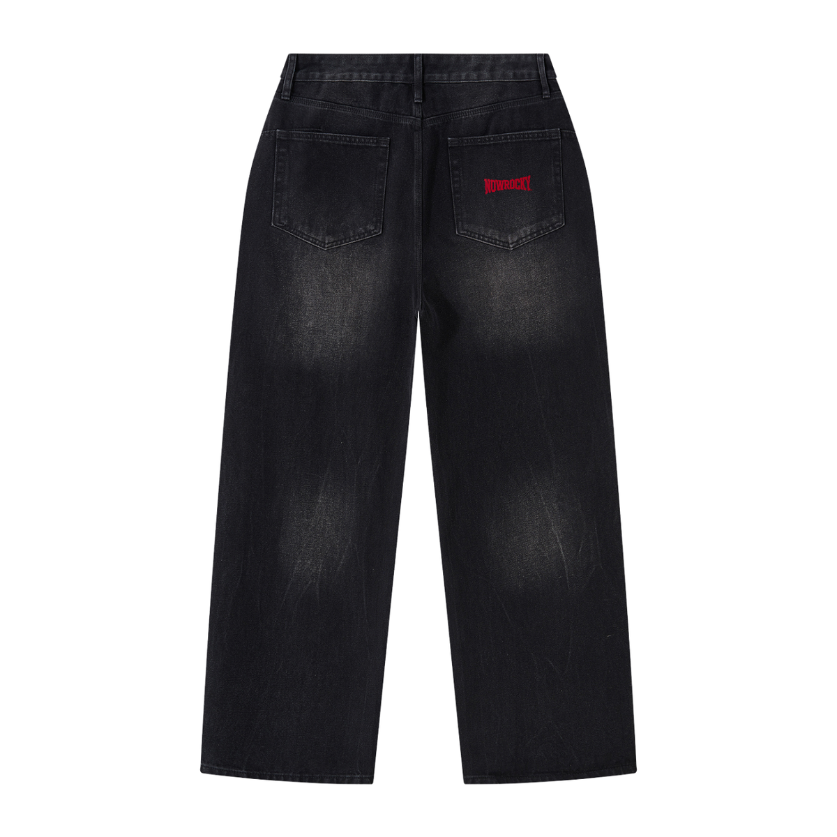 Jeansy Wide Leg Vintage Wash – Nowrocky™ — spodnie jeansowe od tyłu, tylne kieszenie