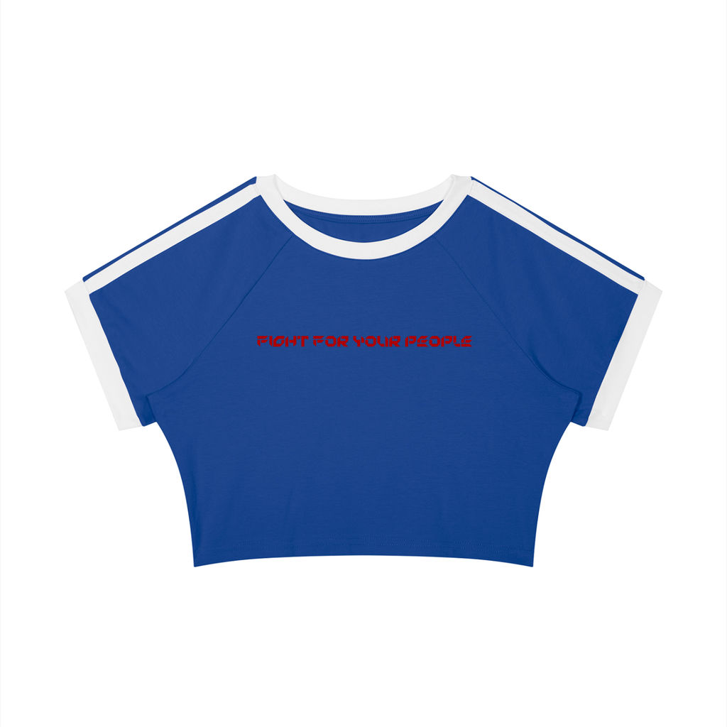 T-shirt Damski Raglan Crop Contrast Tape – Nowrocky™ — t-shirt damski raglan, ujęcie z profilu