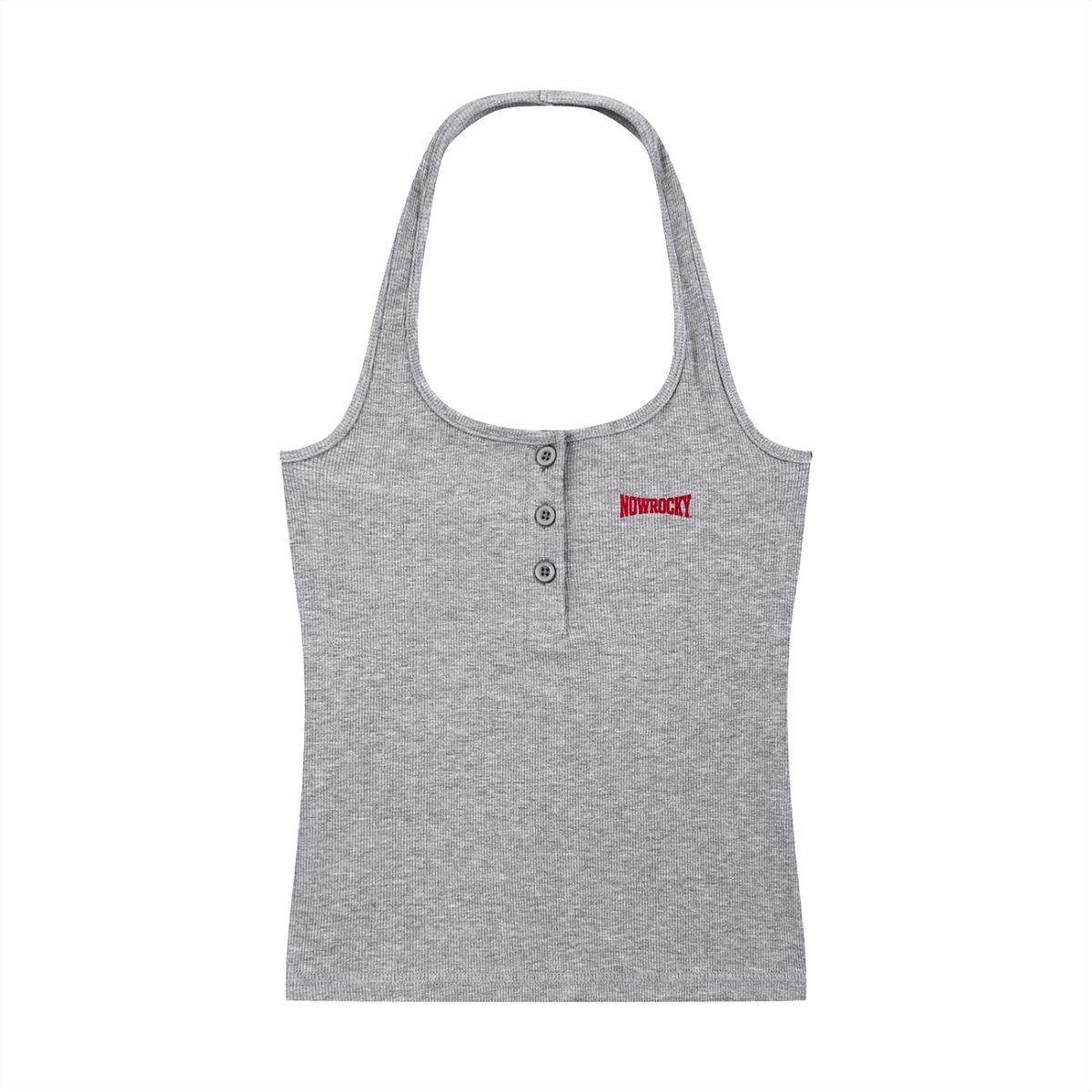 Tank Top Ribbed Henley – Nowrocky™ — dekolt henley i obszycie górnej krawędzi
