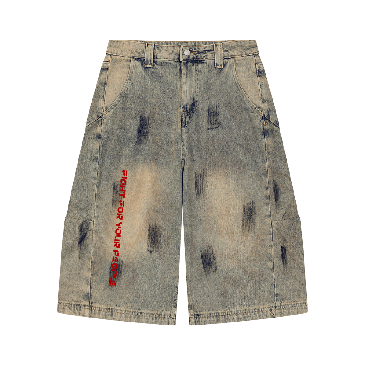 Szorty Jeansowe Vintage Wash – Nowrocky™ — szorty na modelu, cała sylwetka