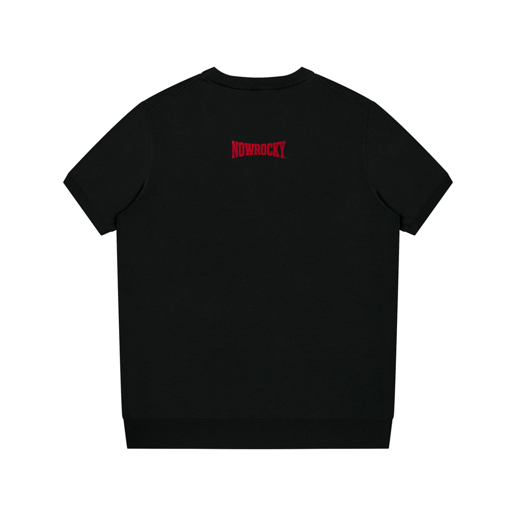 T-shirt Dziany Crewneck – Nowrocky™ — koszulka z dzianiny, widok z tyłu w pełnej sylwetce