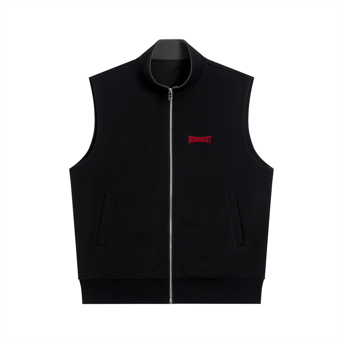 Kamizelka Heavyweight Zip Stand Collar – Nowrocky™ — kamizelka ze stójką i zamkiem, widok z przodu