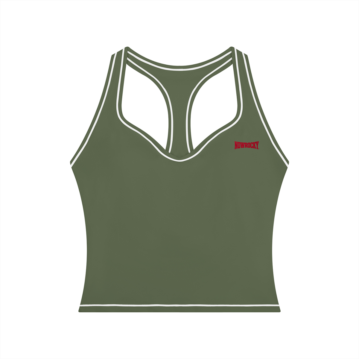 Tank Top Racerback Contrast Stitch – Nowrocky™ — ujęcie 3/4 sylwetki w ruchu