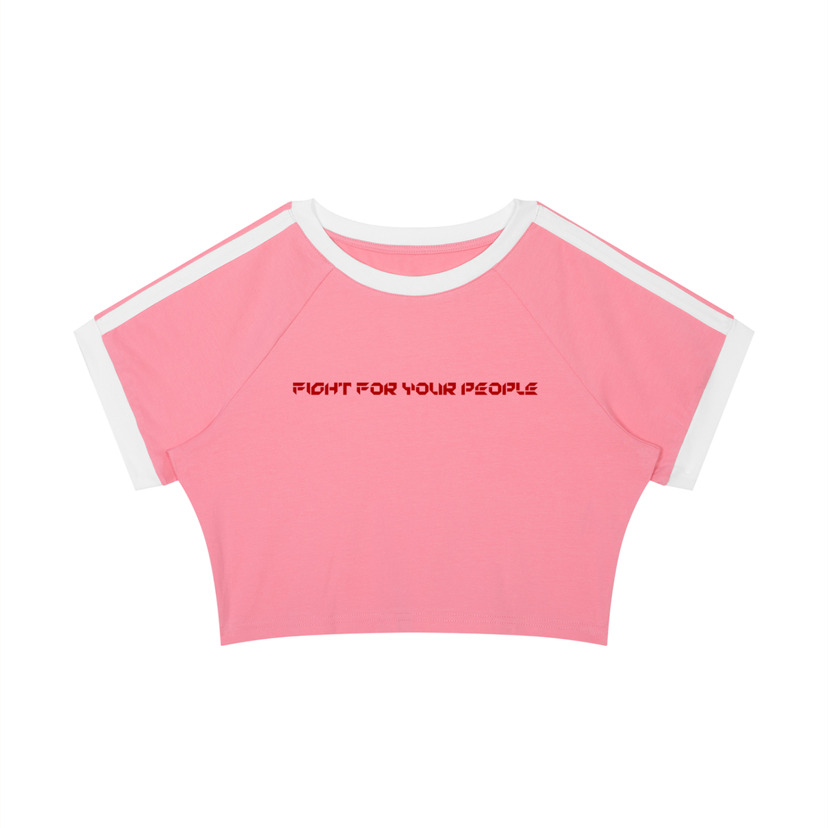 T-shirt Damski Raglan Crop Contrast Tape – Nowrocky™ — zbliżenie na kontrastową taśmę przy szwie