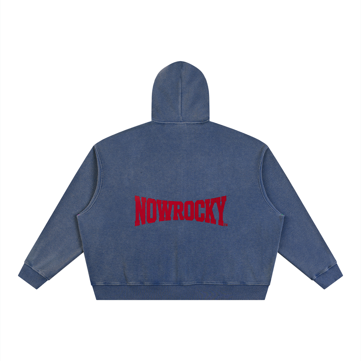 Bluza Boxy Waffle Vintage Wash – Nowrocky™ — splot waflowy w zbliżeniu