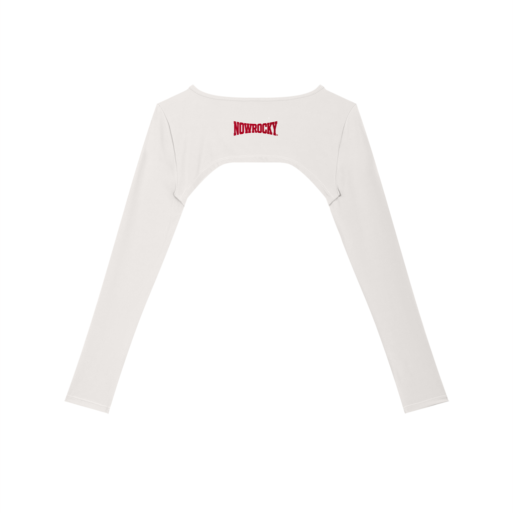Bolerko Longsleeve Cutout – Nowrocky™ — krótka bluzka longsleeve od tyłu na modelce