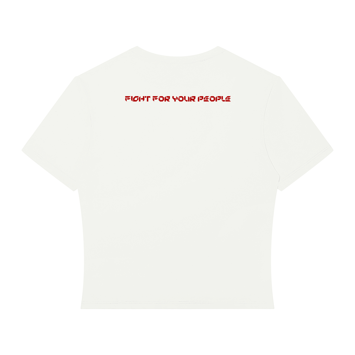 T-shirt Crop Performance – Nowrocky™ — układ na płasko, pełny obrys kroju