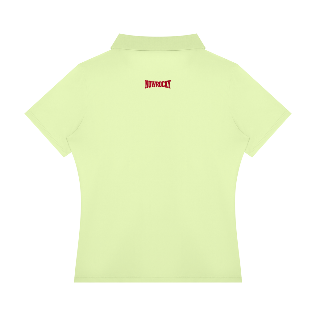 Polo Damskie Color Block Contrast Placket – Nowrocky™ — układ na płasko, całość produktu