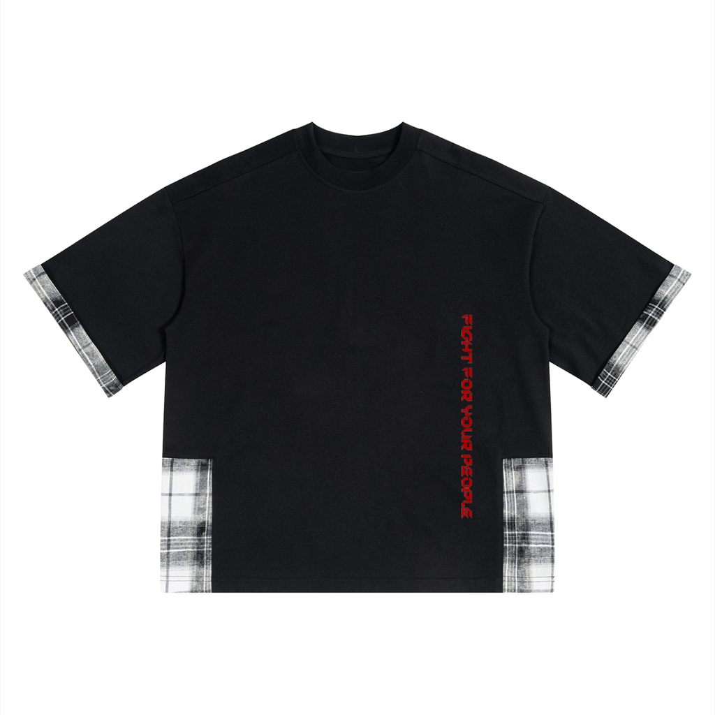 T-shirt Plaid Panel w kolorze czarny – Nowrocky (streetwear)