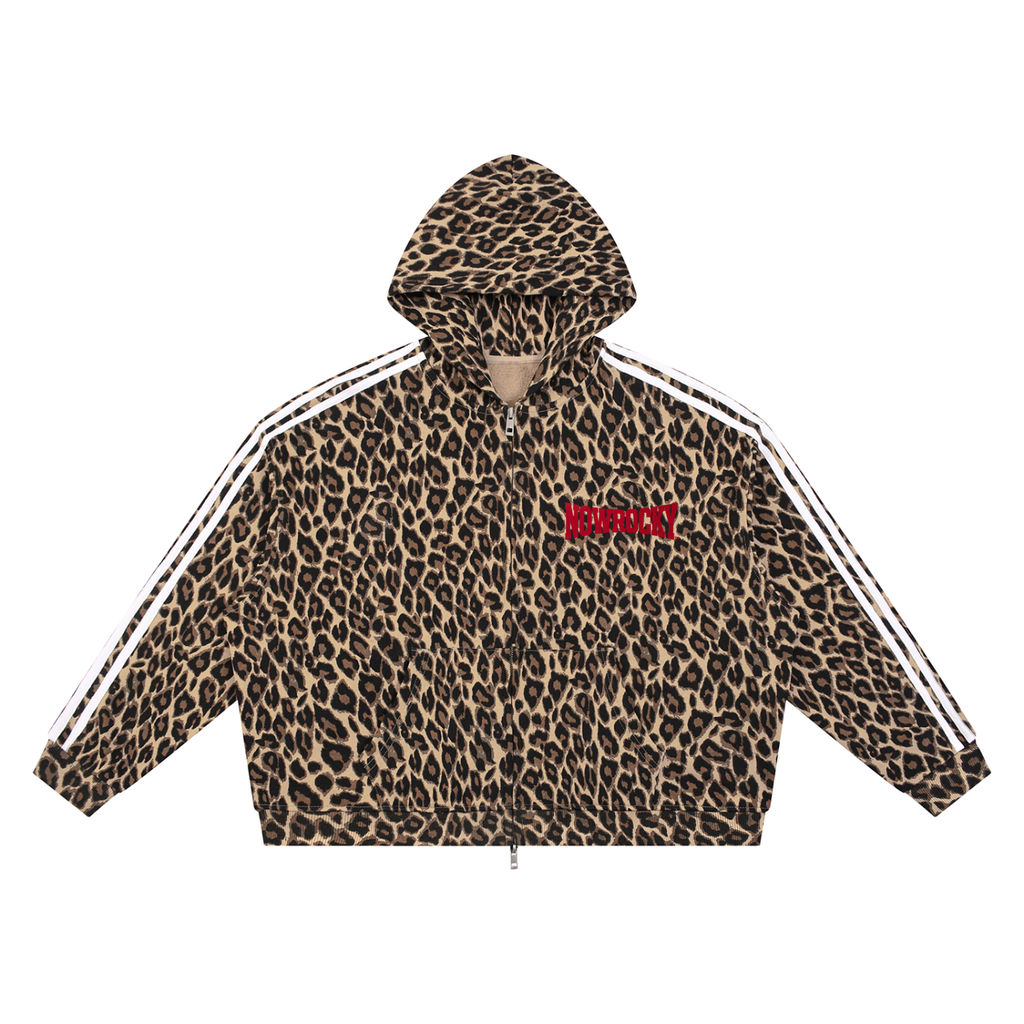 Bluza Leopard Full Zip Contrast Tape – Nowrocky™ — zamek na całej długości