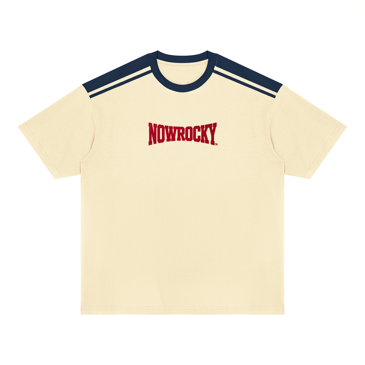 T-shirt Color Block Drop Shoulder – Nowrocky™ — koszulka na modelu, cała sylwetka
