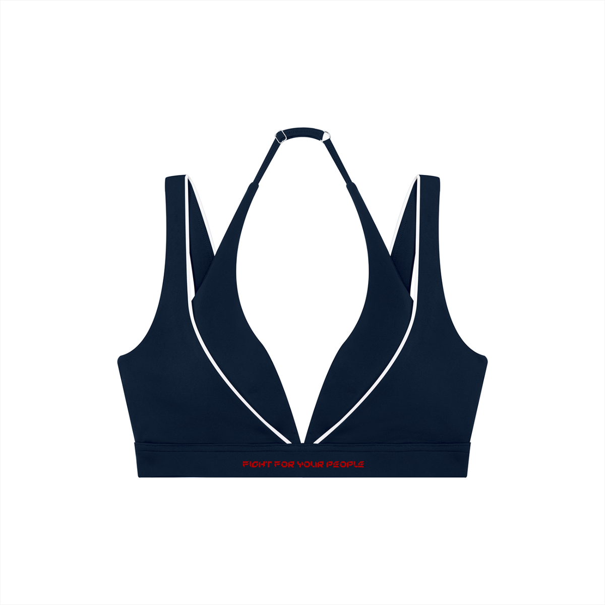 Biustonosz Sportowy Halter Deep V – Nowrocky™ — faktura elastycznej dzianiny w zbliżeniu