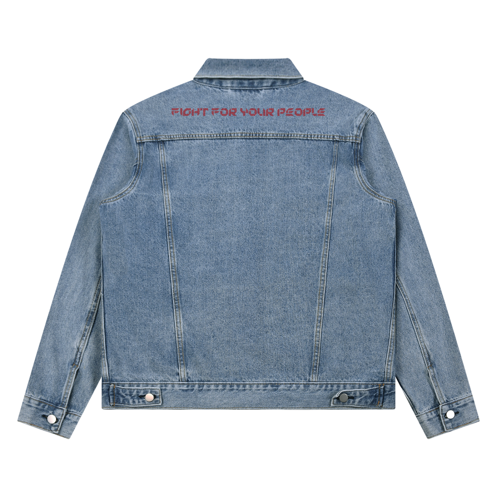 Kurtka Jeansowa Vintage Wash – Nowrocky™ — guziki i plisa zapięcia w zbliżeniu