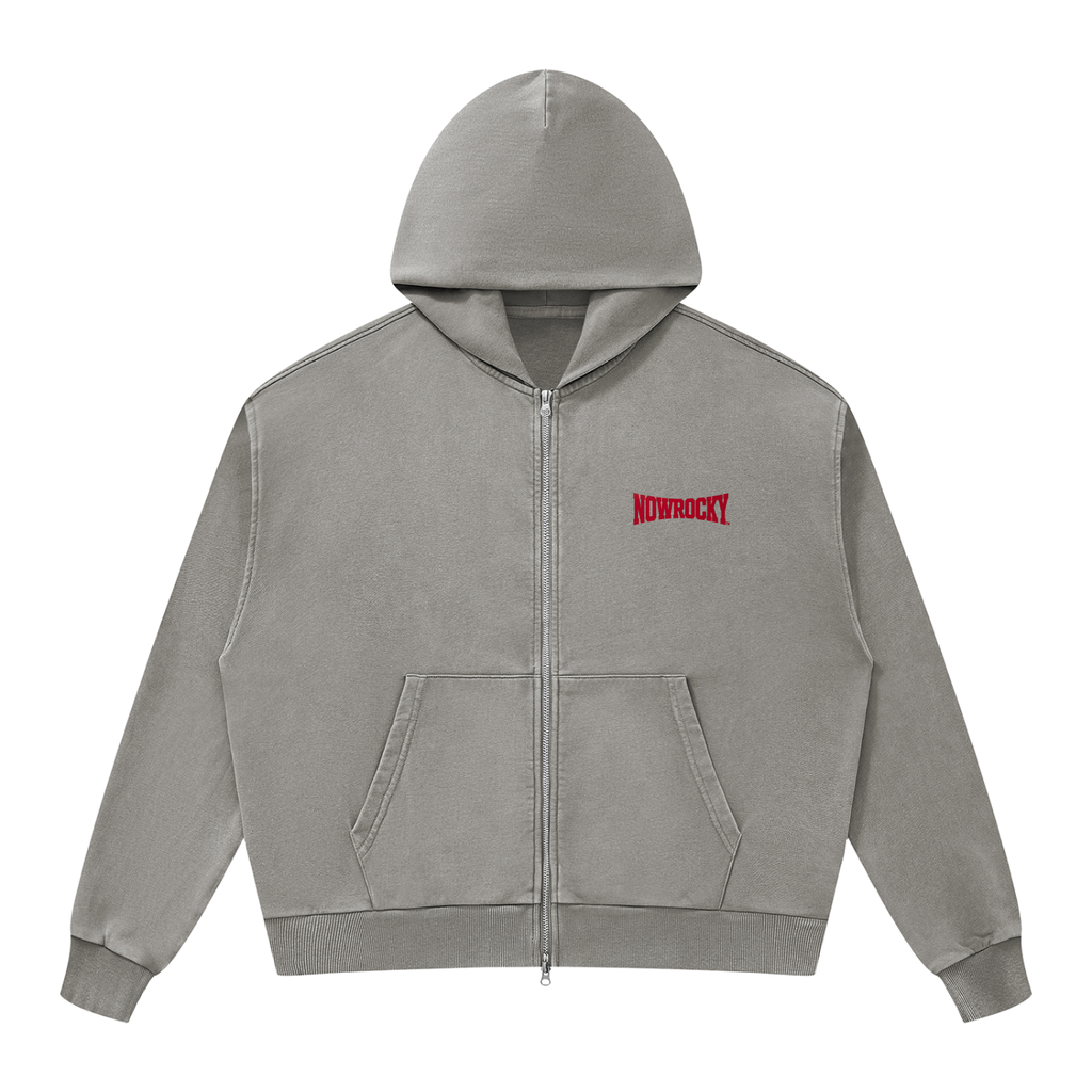 Bluza Rozpinana Boxy Mineral Wash w kolorze jasnoszary – Nowrocky (streetwear)