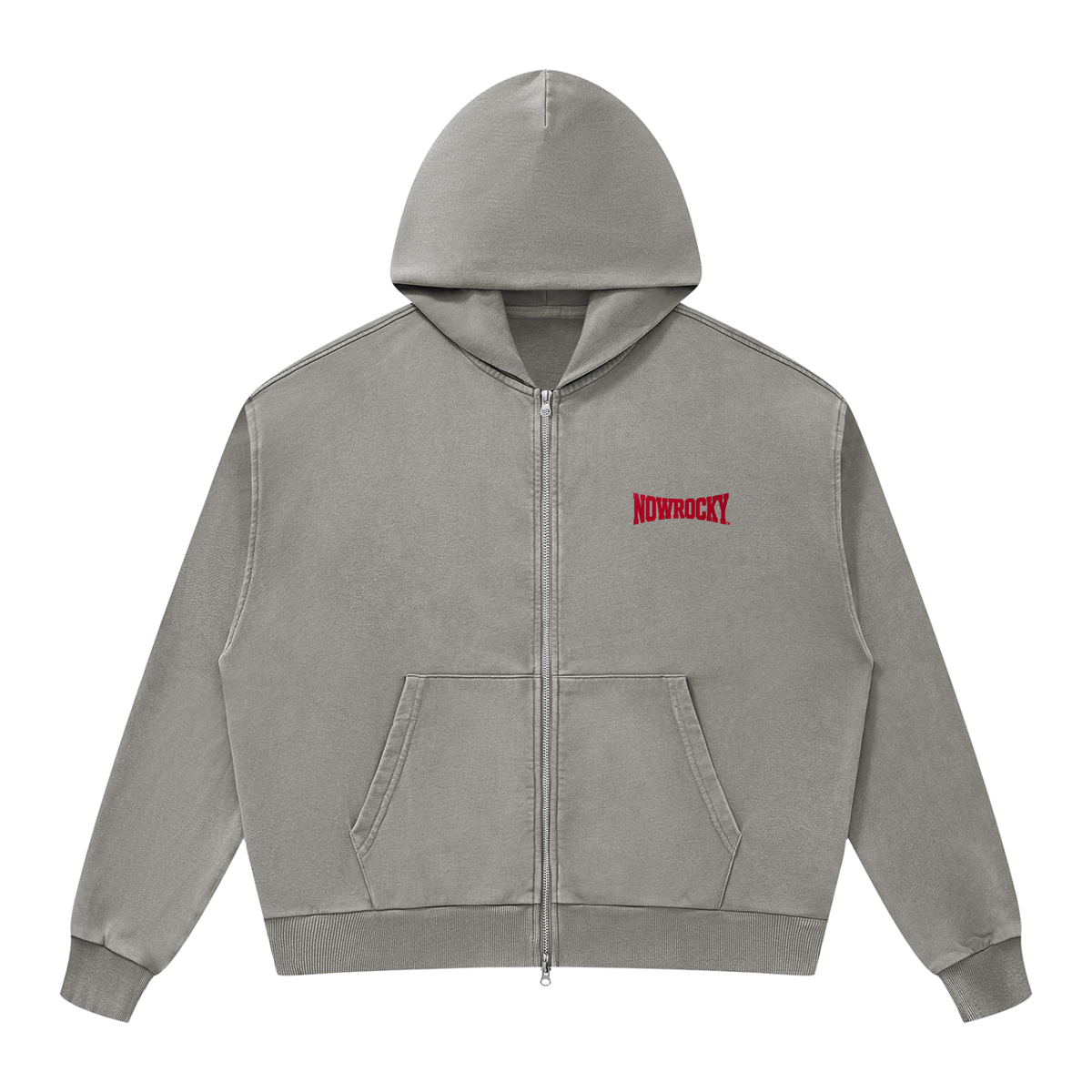 Bluza Rozpinana Boxy Mineral Wash w kolorze jasnoszary – Nowrocky (streetwear)