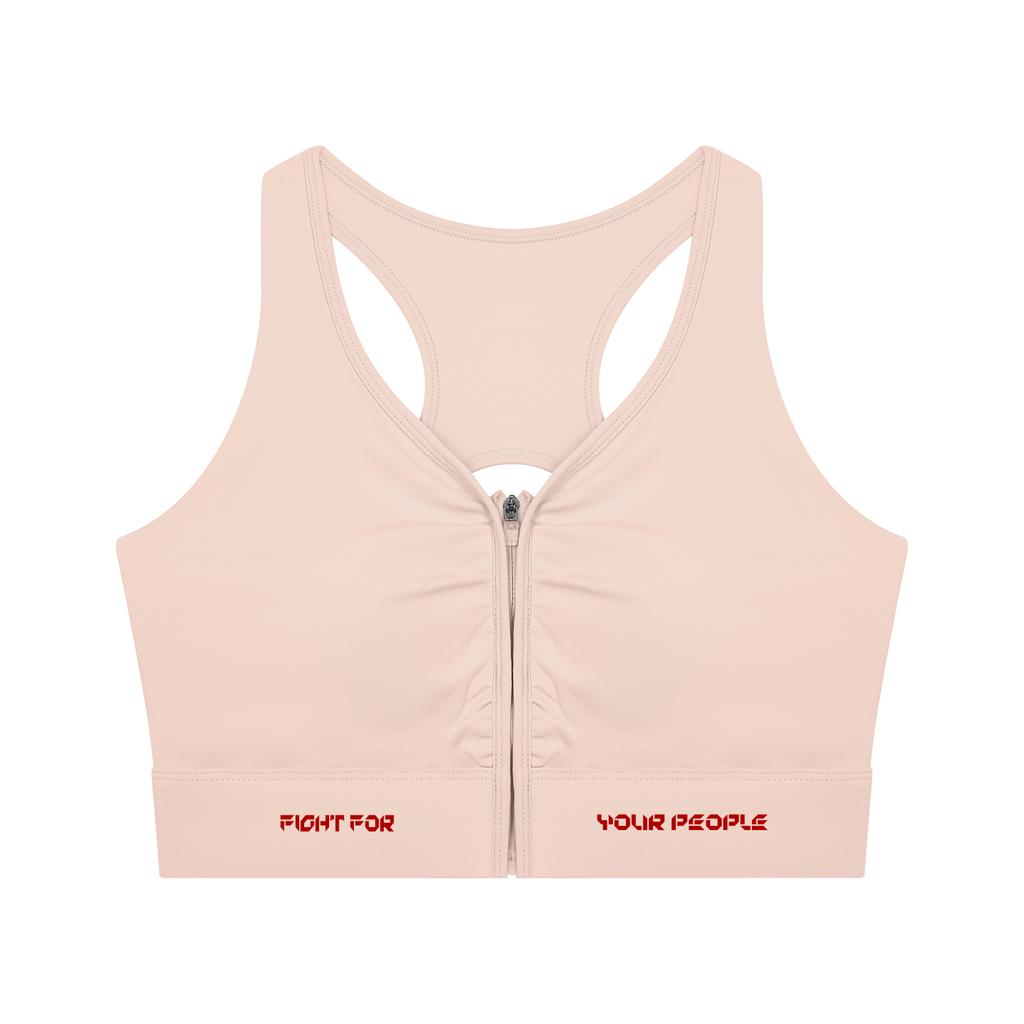 Biustonosz Sportowy Cropped Zip Racerback – Nowrocky™ — wykrój racerback na plecach