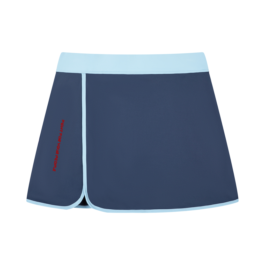 Spódnica Skort Color Block A-Line – Nowrocky™ — pas w talii z gumką, kadr makro