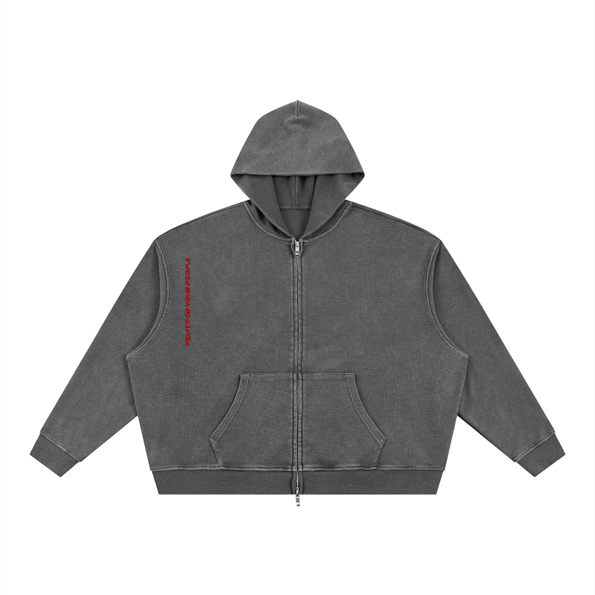 Bluza Boxy Waffle Vintage Wash – Nowrocky™ — okrągły dekolt i ściągacz przy szyi