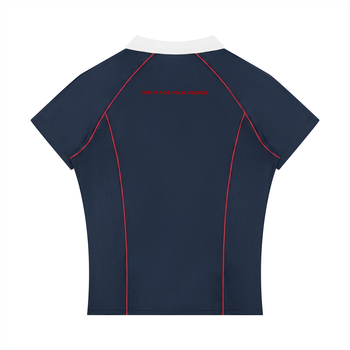 Polo Damskie Quarter-Zip Contrast Collar – Nowrocky™ — dolny brzeg i szew boczny