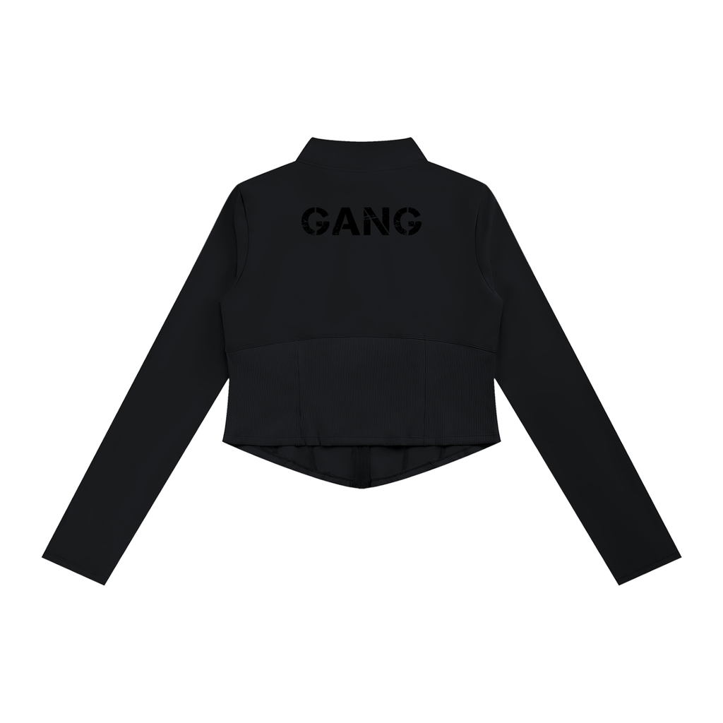 Kurtka Cropped Full-Zip Slim Fit – Nowrocky™ — kurtka rozpinana na całej długości, widok z tyłu