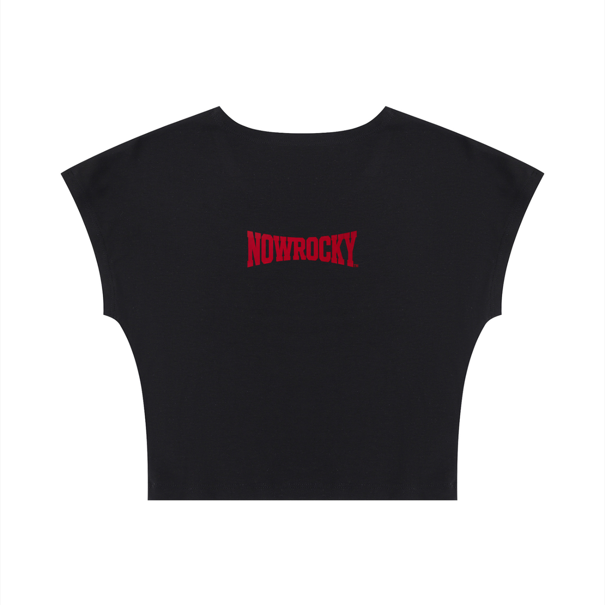 T-shirt Slim Crop – Nowrocky™ — koszulka crop slim, widok z tyłu w pełnej sylwetce