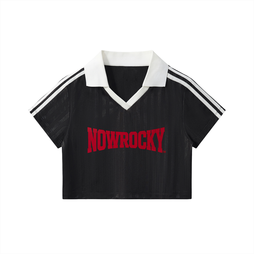 Krótki Top Jersey z Kontrastowym Kołnierzykiem – Nowrocky™