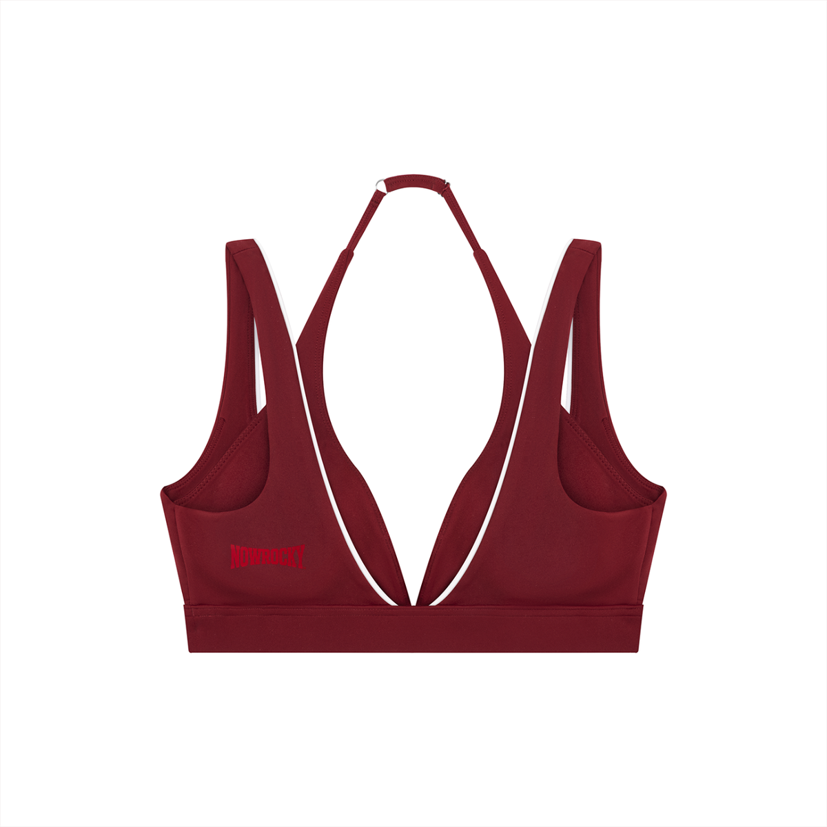 Biustonosz Sportowy Halter Deep V – Nowrocky™ — zbliżenie na głęboki dekolt w serek