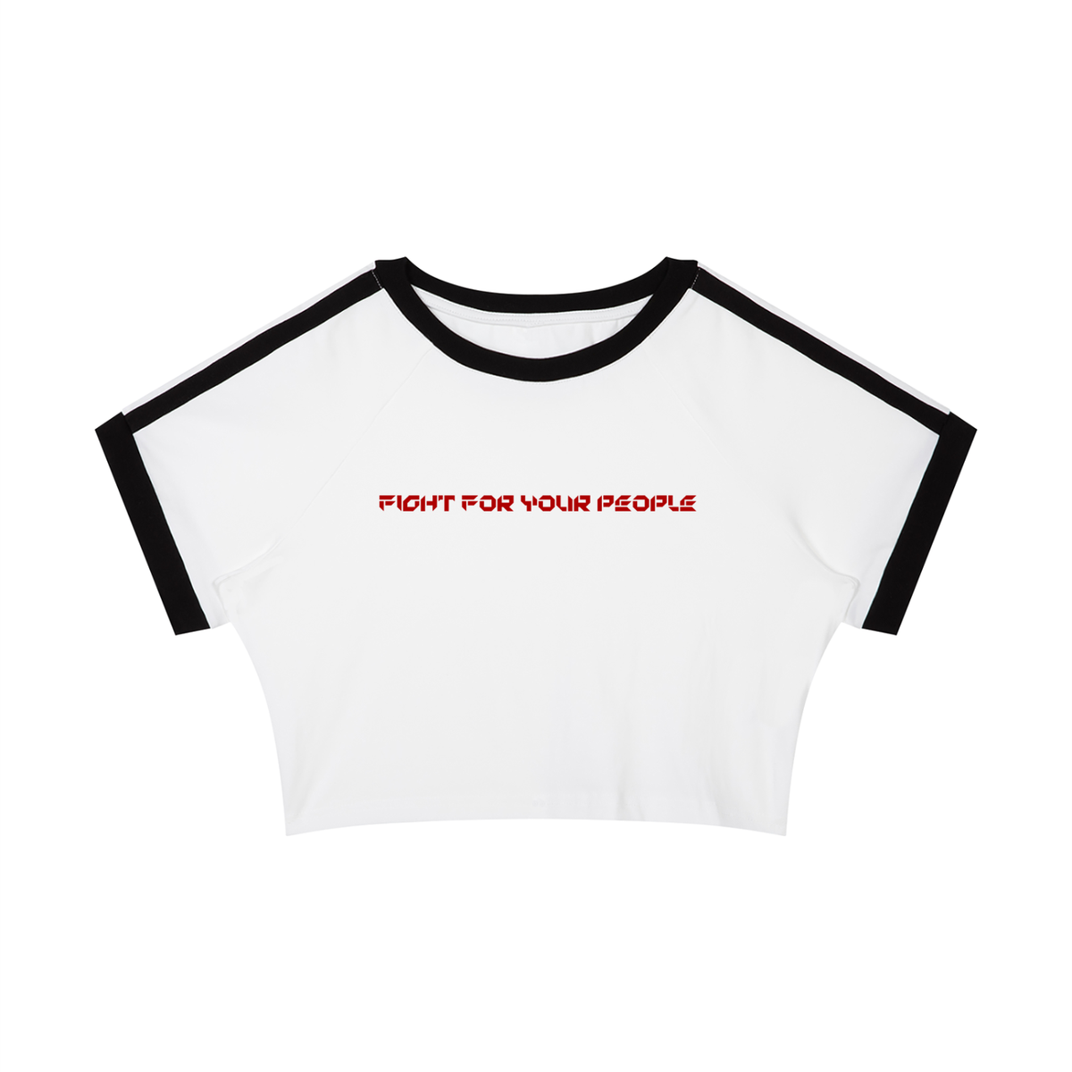 T-shirt Damski Raglan Crop Contrast Tape – Nowrocky™ — stylizacja uliczna w pełnym kadrze