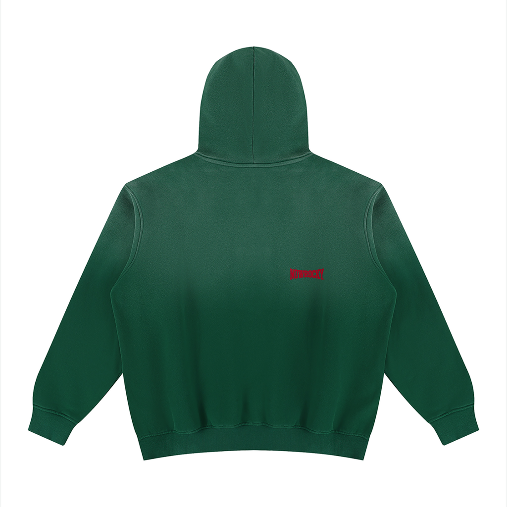 Bluza z Kapturem Fleece Vintage Wash w kolorze ciemnozielony – Nowrocky (streetwear)