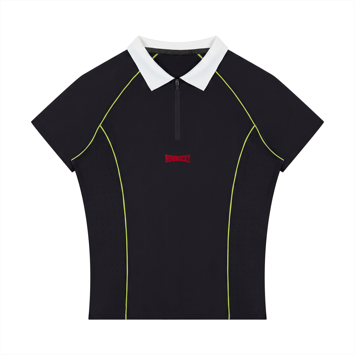 Polo Damskie Quarter-Zip Contrast Collar – Nowrocky™ — koszulka polo z krótkim zamkiem, przód