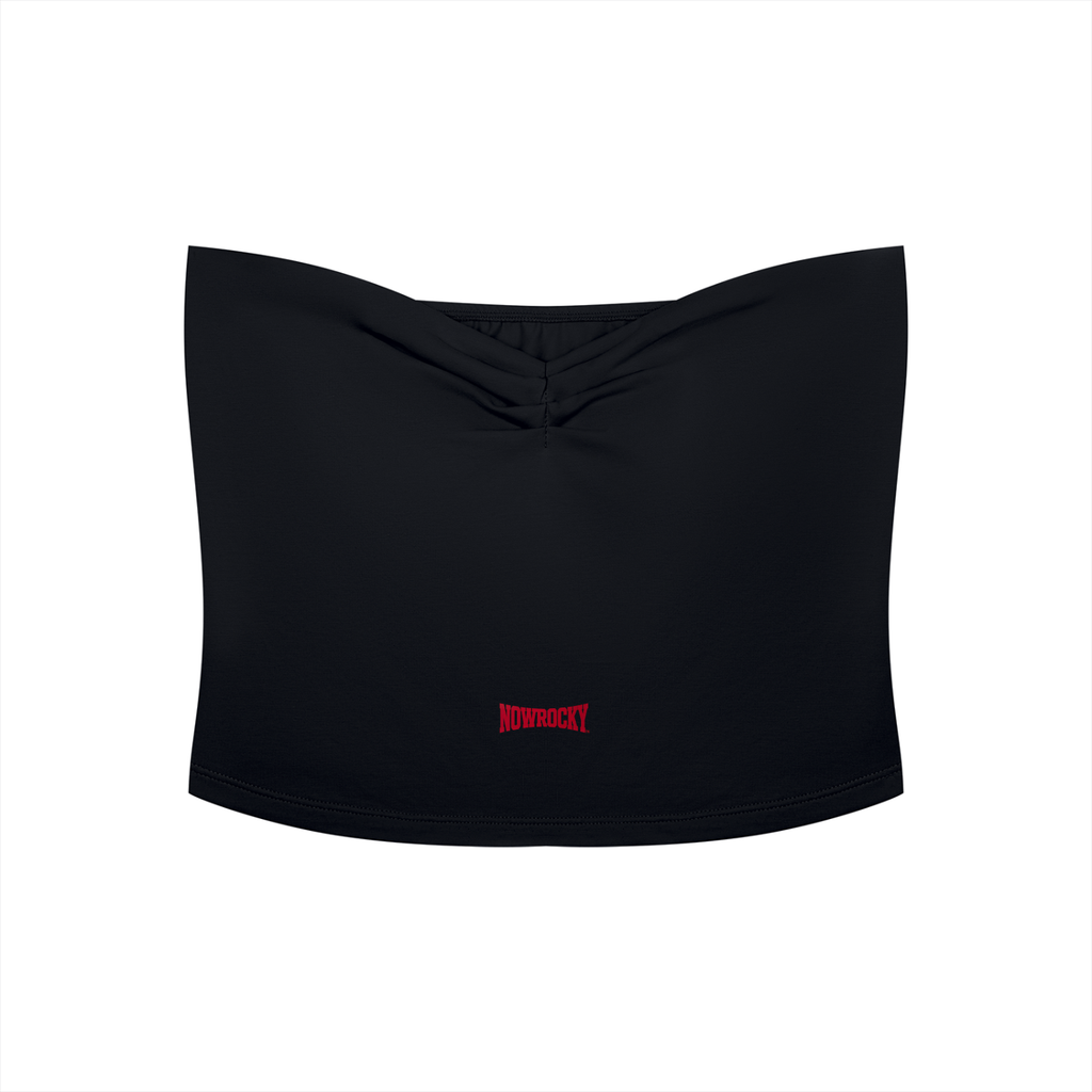 Tank Top Bandeau Ruched Crop – Nowrocky™ — krótki top bandeau bez ramiączek, ujęcie z przodu