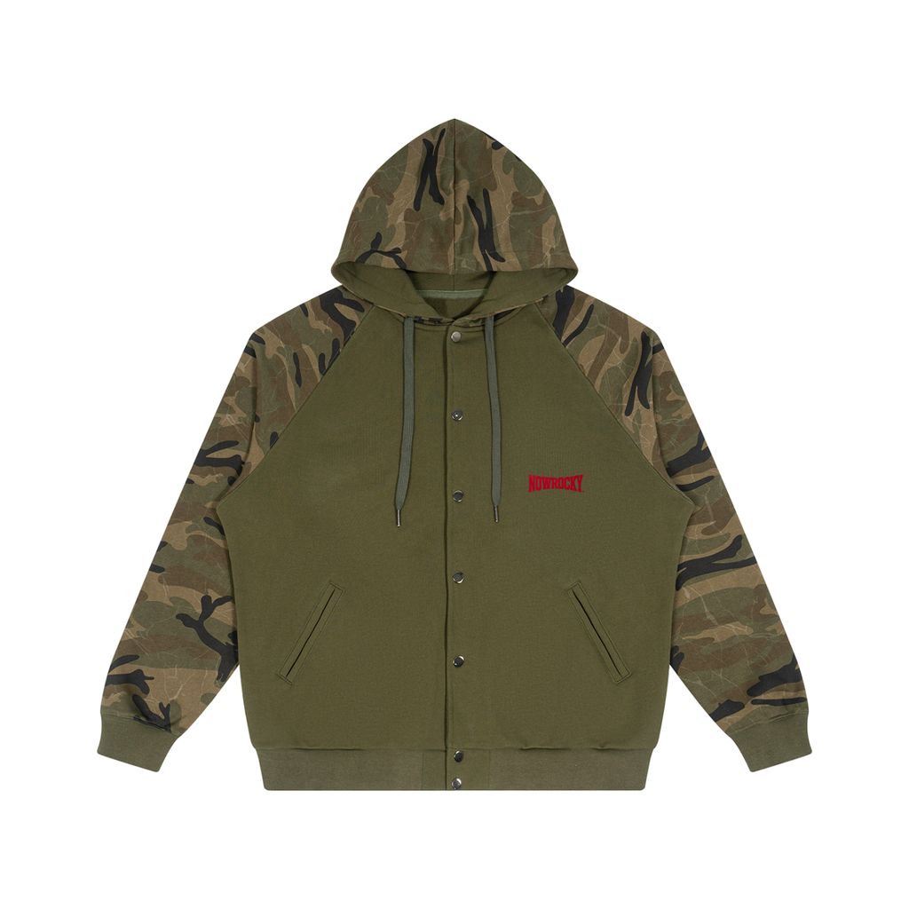 Bluza z Kapturem Camo Raglan Zip w kolorze moro zielone – Nowrocky (streetwear)