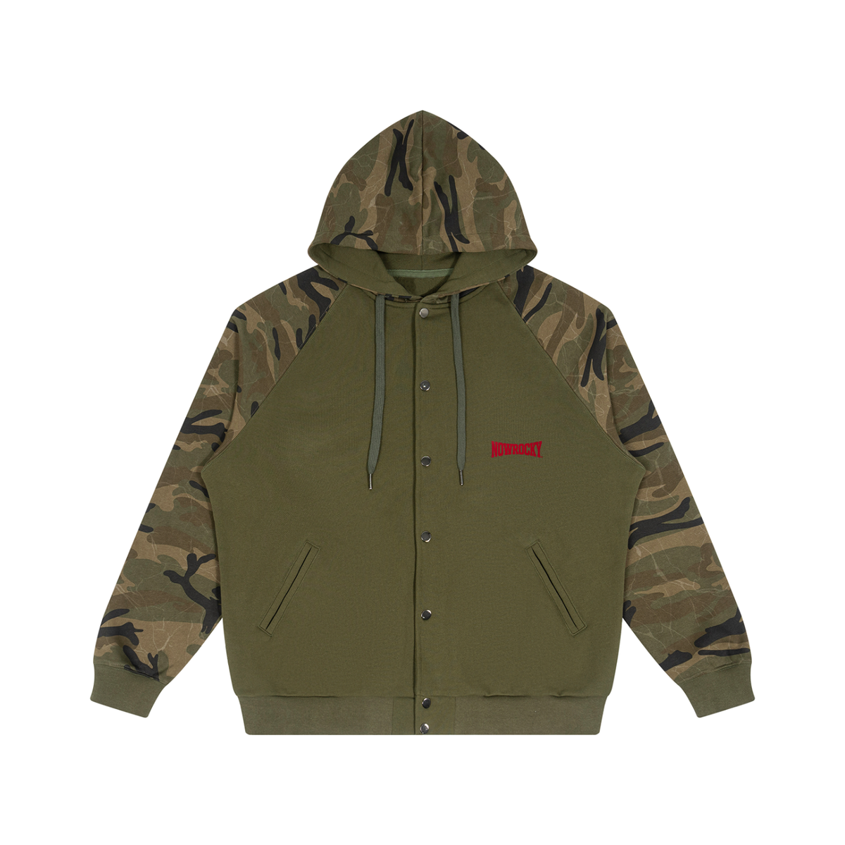 Bluza z Kapturem Camo Raglan Zip w kolorze moro zielone – Nowrocky (streetwear)