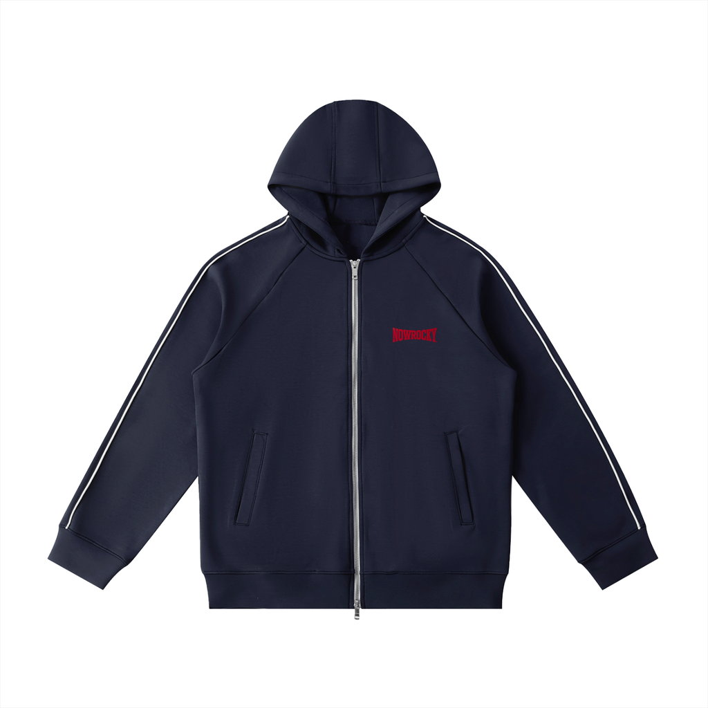 Bluza Zip Hoodie Raglan Heavyweight – Nowrocky™ — faktura ciężkiej dresówki