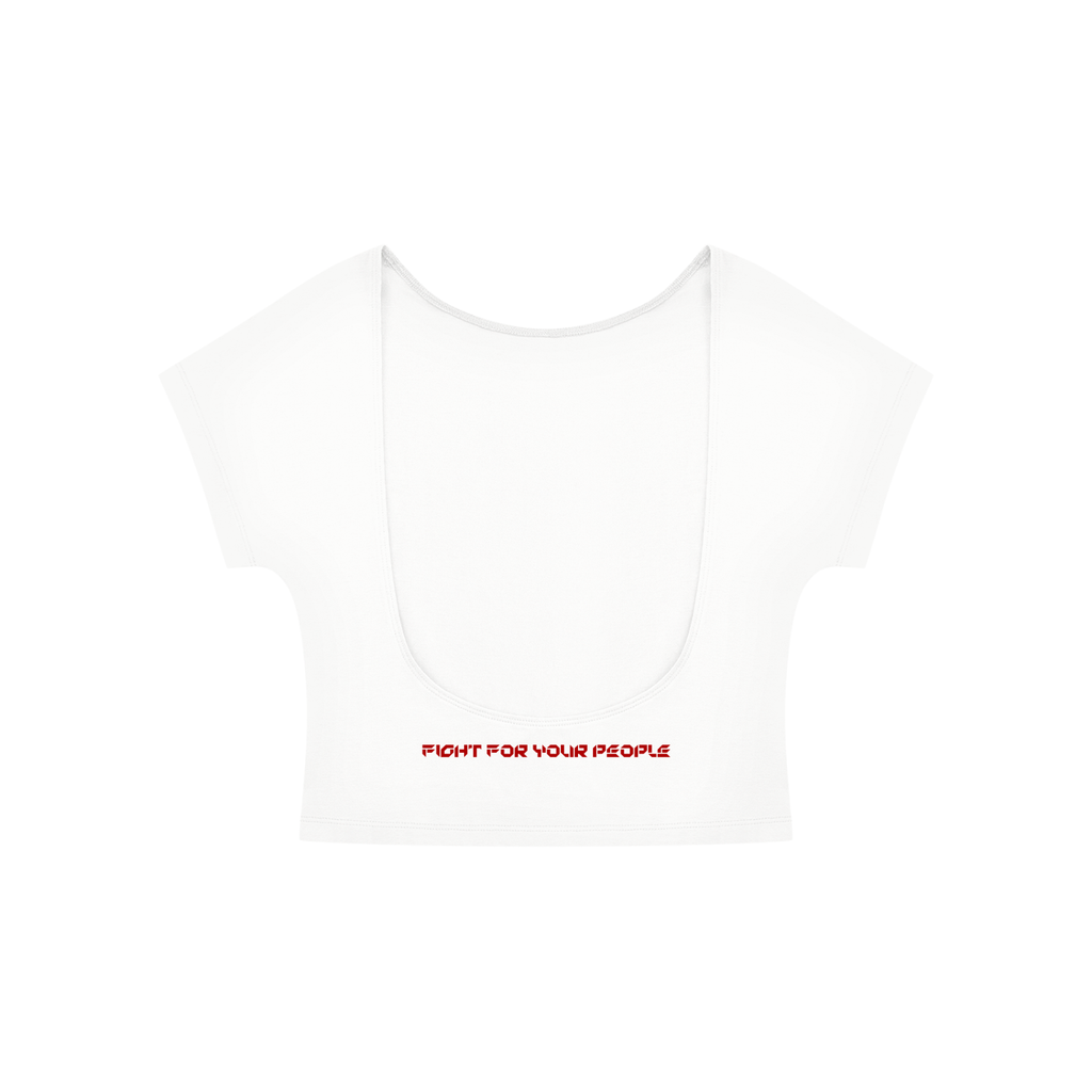 T-shirt Crop Open Back – Nowrocky™ — kadr trzy czwarte sylwetki