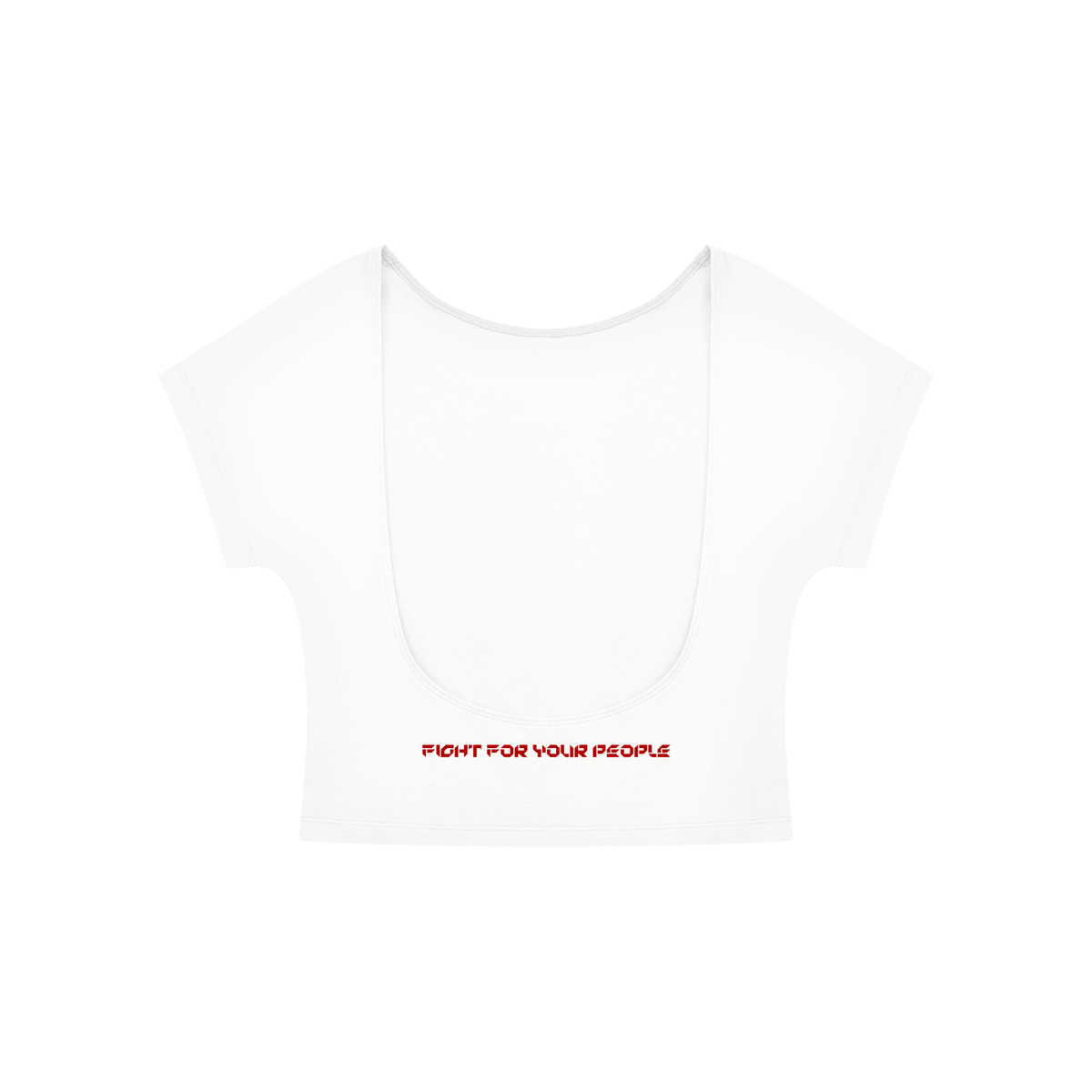 T-shirt Crop Open Back – Nowrocky™ — kadr trzy czwarte sylwetki