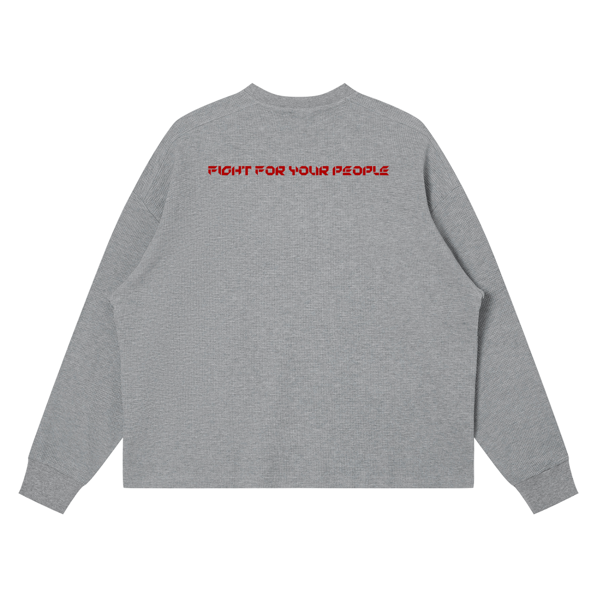 Longsleeve Waffle Boxy Drop Shoulder – Nowrocky™ — kadr trzy czwarte, prawa strona sylwetki