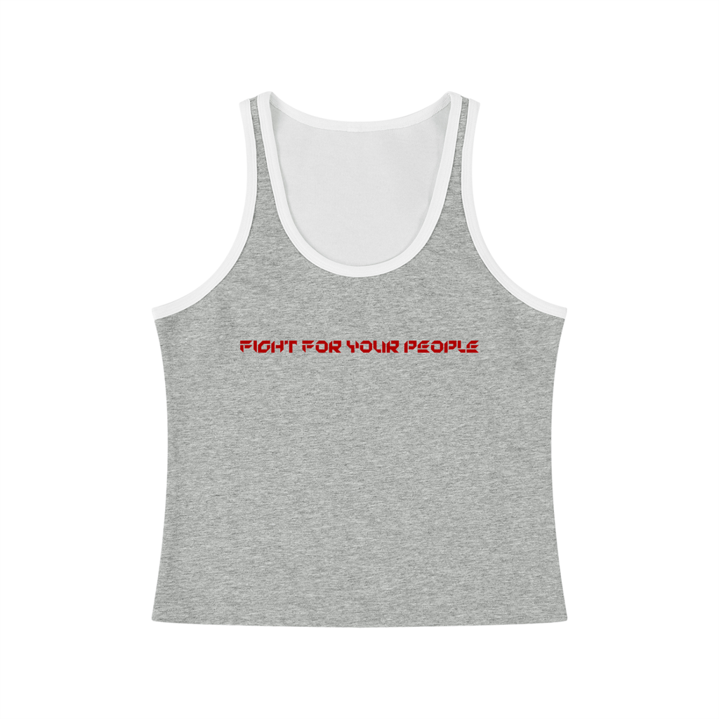 Tank Top Crop Contrast Trim – Nowrocky™ — układ na płasko, całe ujęcie