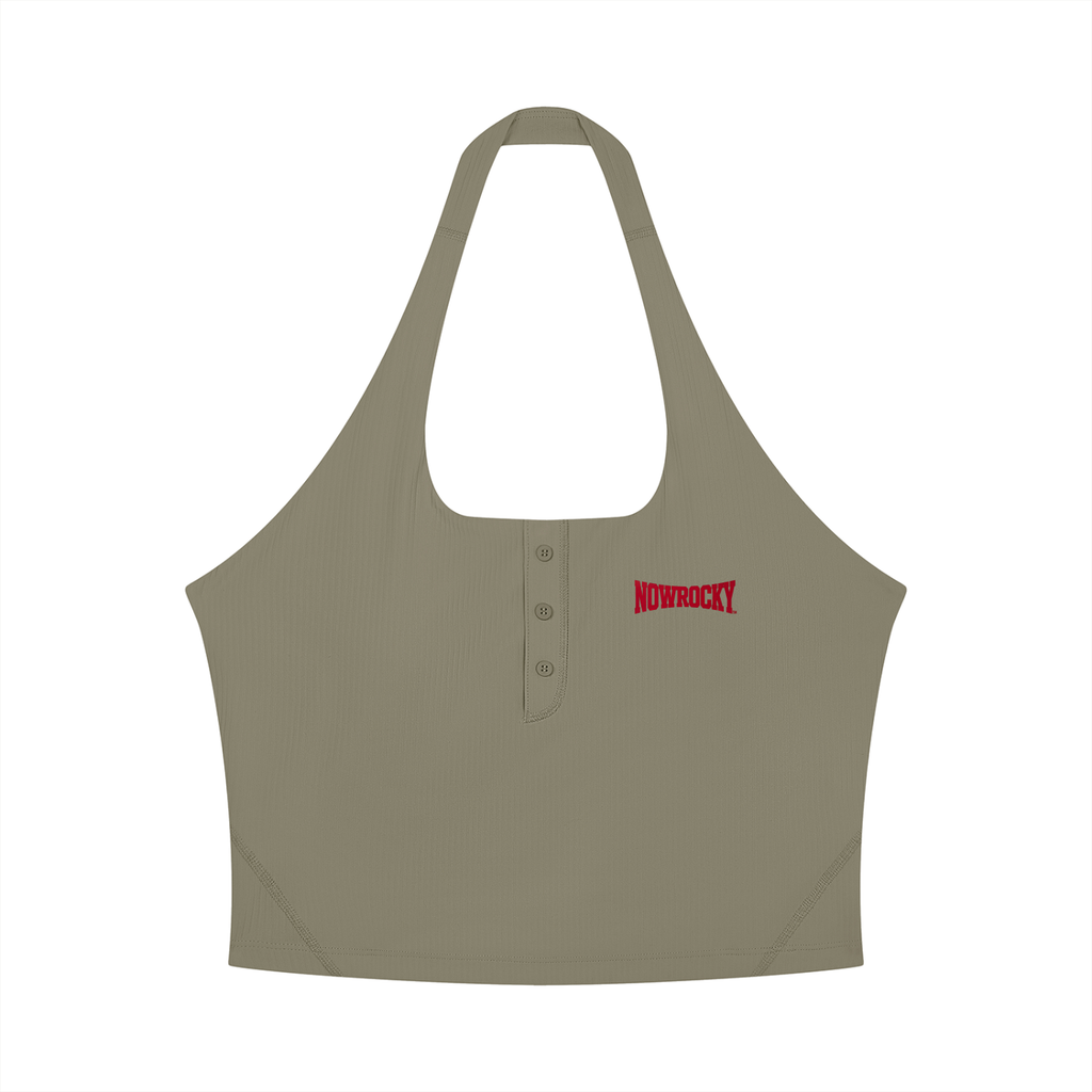 Tank Top Halter Crop – Nowrocky™ — dekolt i górna krawędź