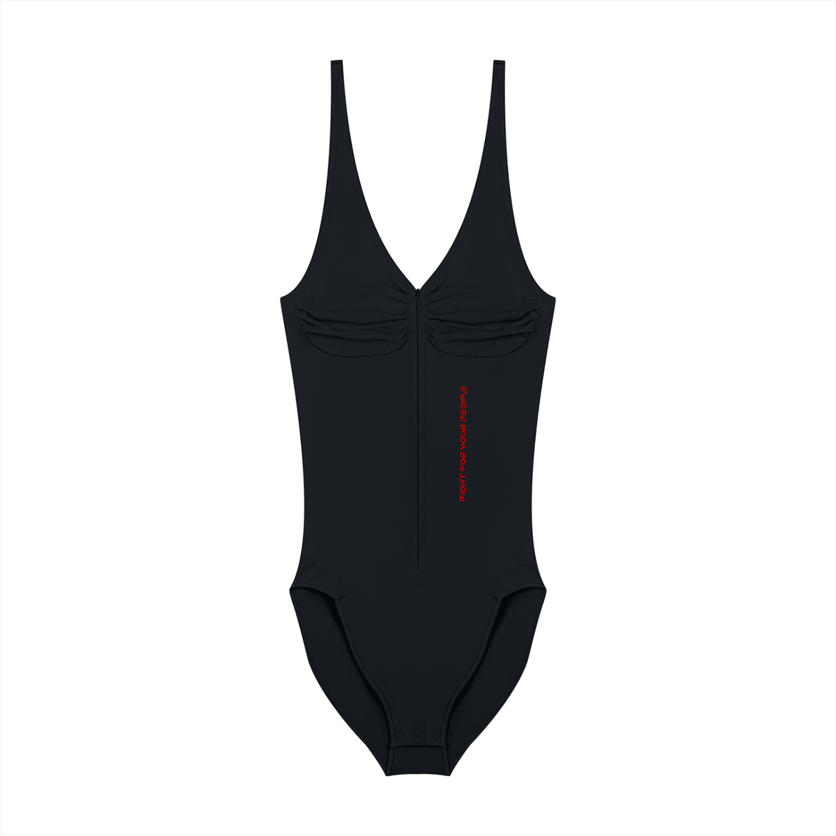 Body Full-Zip Ruched – Nowrocky™ — body damskie z zamkiem na całej długości, ujęcie z przodu