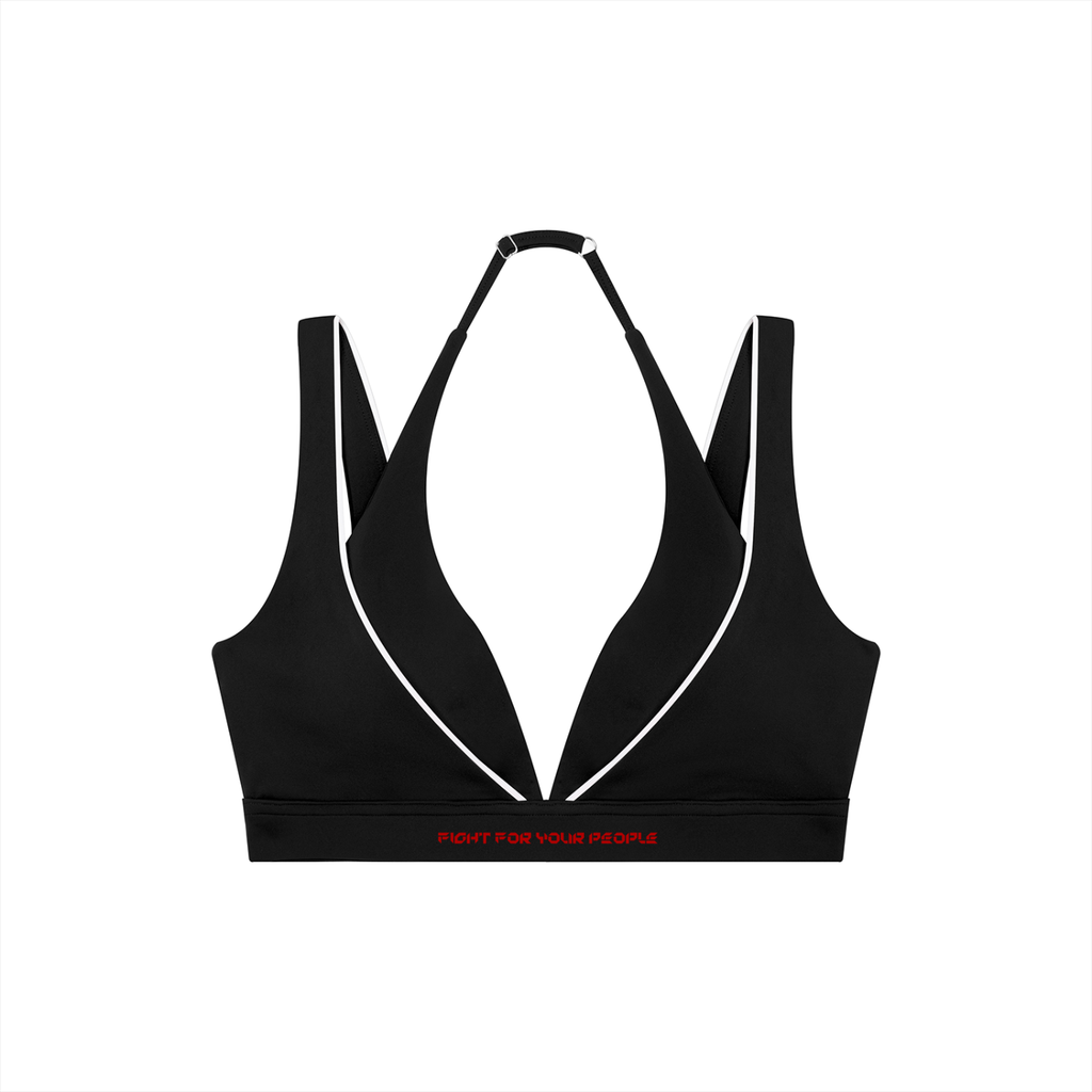 Biustonosz Sportowy Halter Deep V – Nowrocky™ — damski stanik sportowy halter, ujęcie z przodu