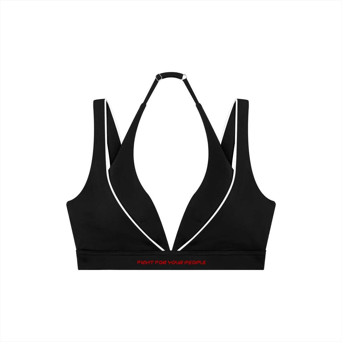 Biustonosz Sportowy Halter Deep V – Nowrocky™ — damski stanik sportowy halter, ujęcie z przodu