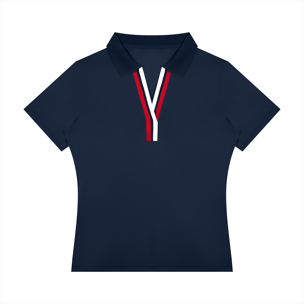 Polo Damskie Color Block Contrast Placket – Nowrocky™ — kadr studyjny na jasnym tle