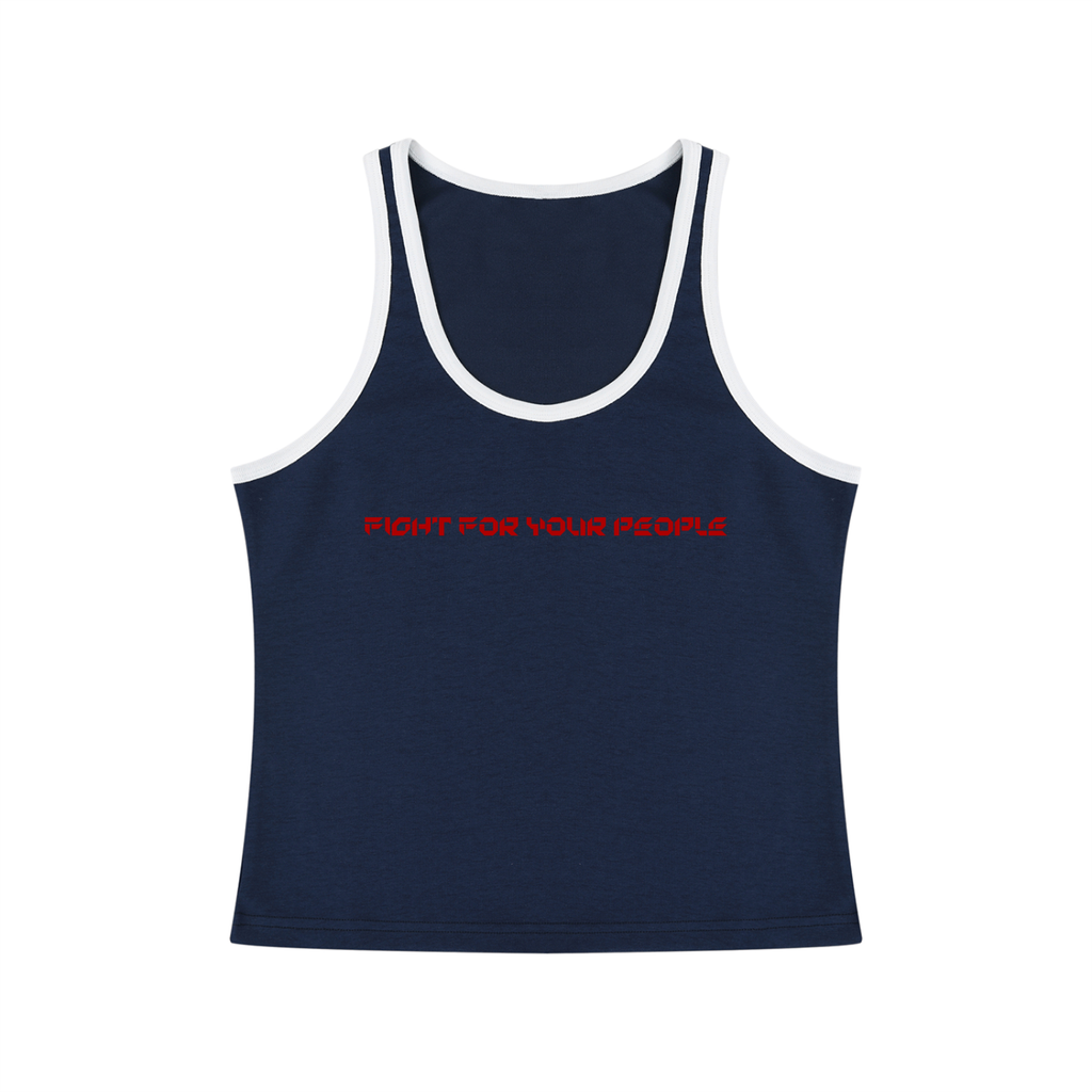 Tank Top Crop Contrast Trim – Nowrocky™ — top crop na modelce, cała sylwetka